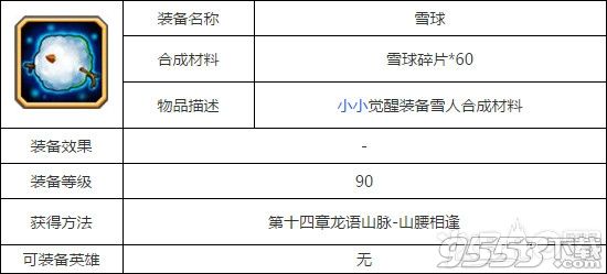 刀塔传奇雪球装备属性图鉴一览