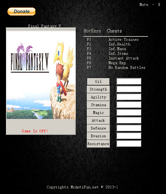 最终幻想5修改器十五项1.0 MrAntiFun版