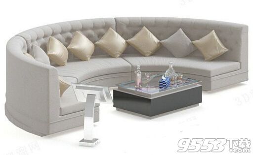 KTV专用圆形沙发茶几组合 3d模型