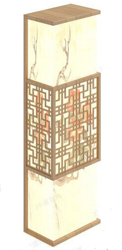 中式竹制梅花壁灯 3d模型