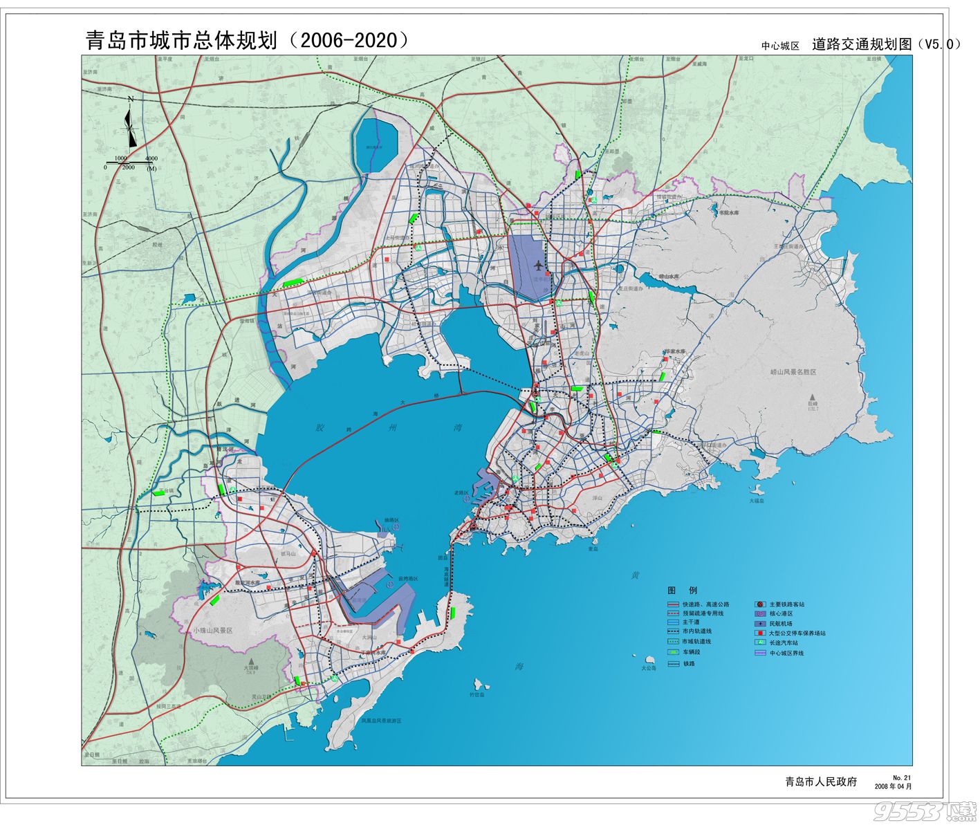 青岛旅游地图高清版|青岛市城市电子矢量地图