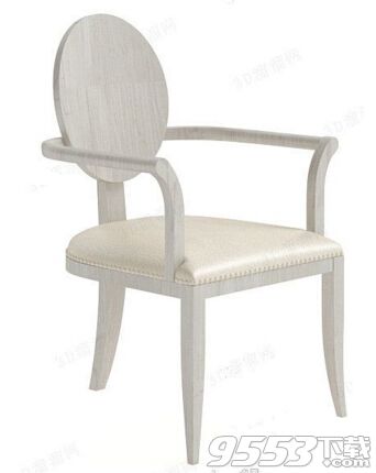 欧式白色真皮椅子 3d模型