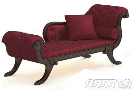 欧式玫瑰色贵妃椅 3d模型