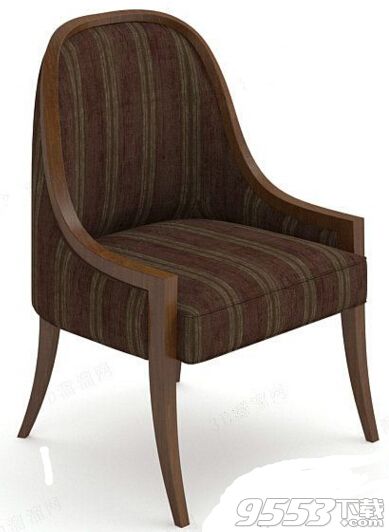 欧式暗红色沙发椅 3d模型