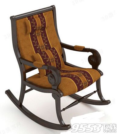 欧式红色条纹摇椅 3d模型