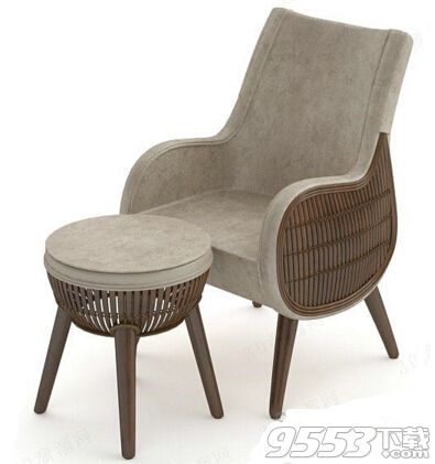 竹制镂空脚凳休闲椅 3d模型