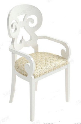 白色木质扶手椅 3d模型