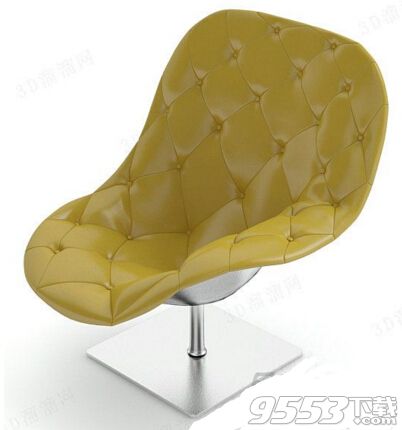 黄色真皮休闲椅 3d模型