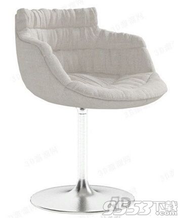 白色旋转沙发椅 3d模型