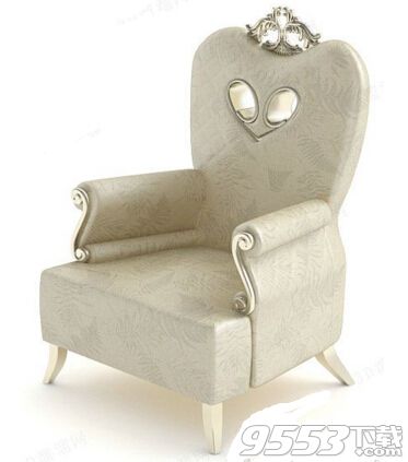 欧式白色四脚沙发椅 3d模型