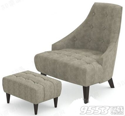 欧式脚凳沙发椅 3d模型