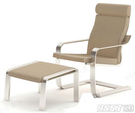 米色金属架休闲椅 3d模型