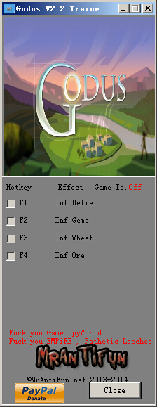 上帝也瘋狂2修改器+4  MrAntiFun版