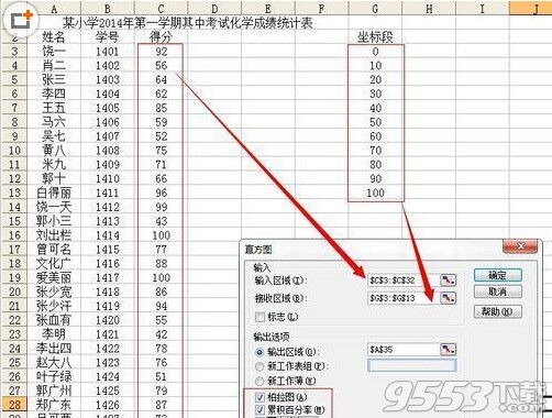 Excel2003数据怎么生成直方图?