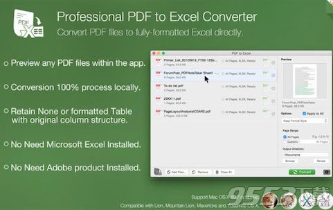 PDF to Excel Mac版