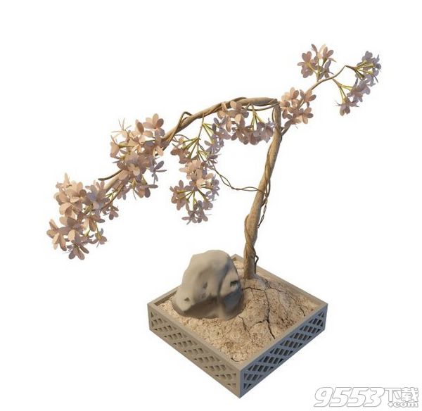 庭院粉色小花盆景3d模型