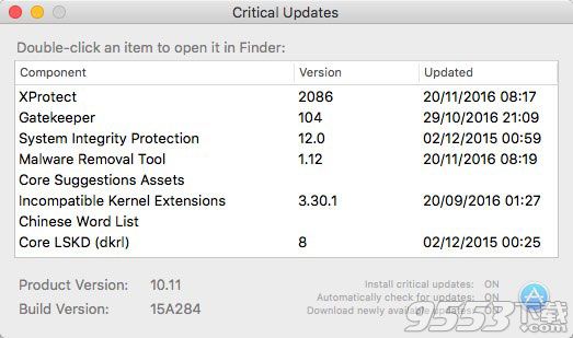 Critical Updates for mac