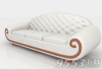 白色真皮多人沙发3D模型