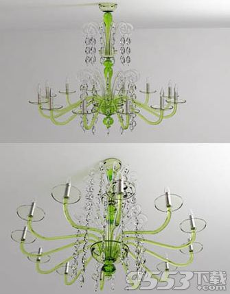 另类绿色水晶枝形吊灯3d模型
