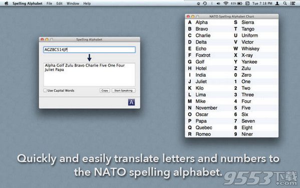 Spelling Alphabet for mac