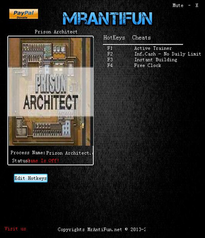 监狱建筑师 v11F JAN 9四项修改器MrAntiFun版