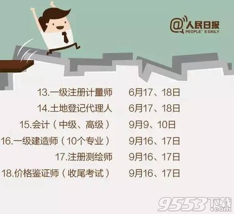 2017职业资格考试时间表 2017职业资格考试安排