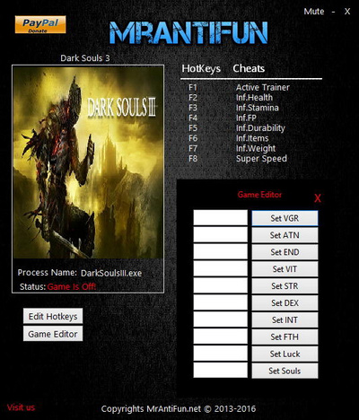 黑暗之魂3 v1.14十七项修改器MrAntiFun版