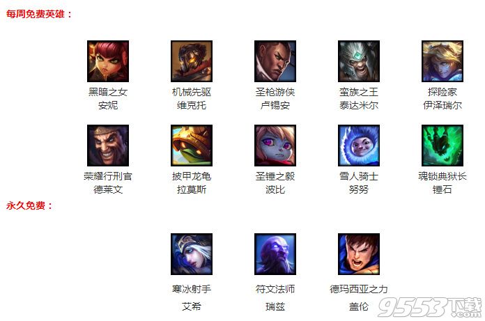 lol6月9日周免英雄有哪些 2017英雄联盟6月9日最新周免英雄公告