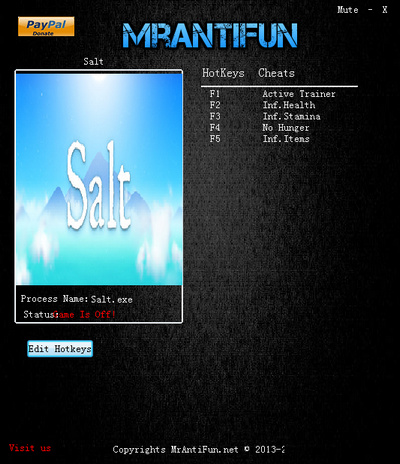 Salt v1.9.5三項(xiàng)修改器[MrAntiFun]