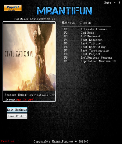 文明6 v1.0.0.167十二項修改器MrAntiFun版