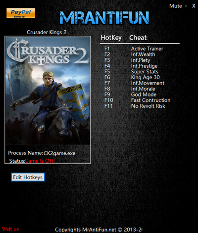 十字軍之王2 v2.7.1十項(xiàng)修改器[MrAntiFun]