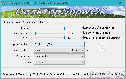 DesktopSnowOK多国语言版 v6.12绿色版