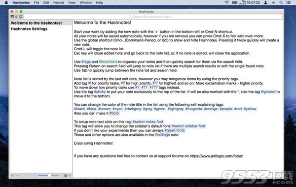 Hashnotes for Mac