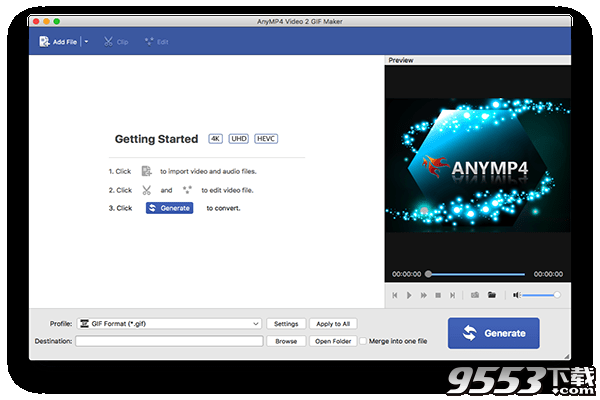 AnyMP4 Video 2 GIF Maker Mac版