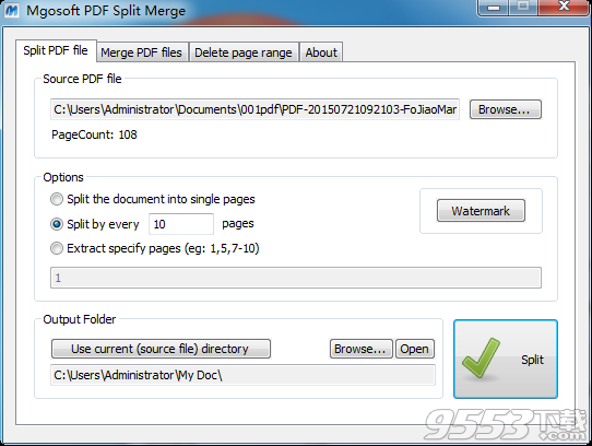 Mgosoft PDF Split Merge9.1.8 綠色中文版