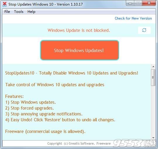 StopUpdates10(win10自动更新关闭工具) v1.10.17正式版