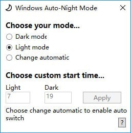 Windows Auto-Night Mode(色调模式调整软件) v1.0最新版