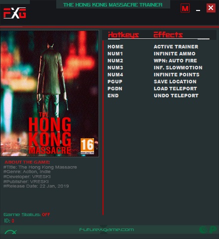 喋血香港无限弹药无限慢动作修改器FUTUREX版v1.02