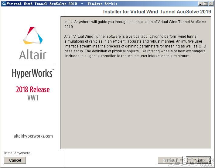 Altair Virtual Wind Tunnel 2019.0破解版(附破解补丁)