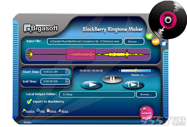 Bigasoft BlackBerry Ringtone Maker(音频编辑器)