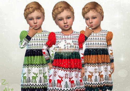模拟人生4女孩圣诞节毛衣连衣裙MOD