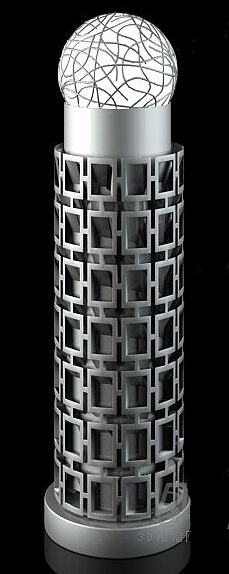 金属圆柱球形广场路灯 3d模型