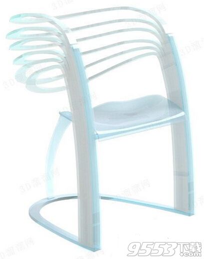 蓝色钢架休闲椅 3d模型