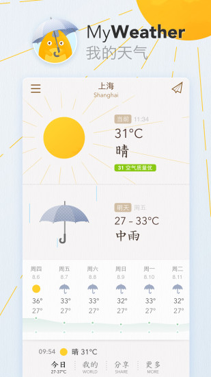 我的天气MyWeather 安卓下载-MyWeather Android v0.1.3图1