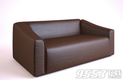 深棕色皮质多人沙发3d模型