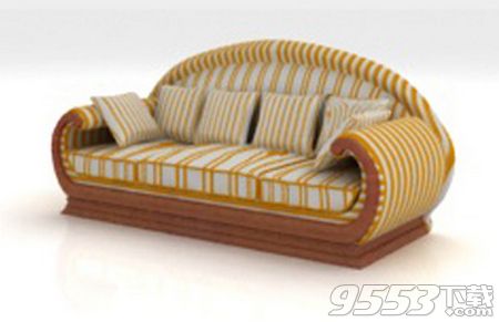 阿拉伯风格多人布艺沙发3D模型