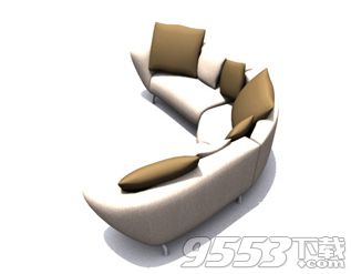 布艺转角沙发组合3d模型