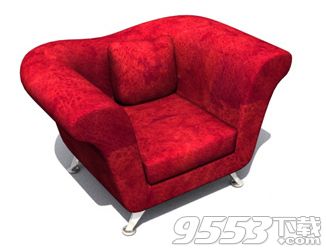 红色花纹单人沙发3d模型