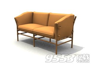 浅色简单双人沙发3d模型