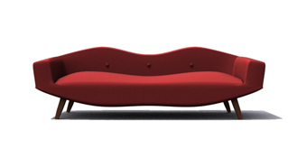 时尚深红布艺沙发3d模型